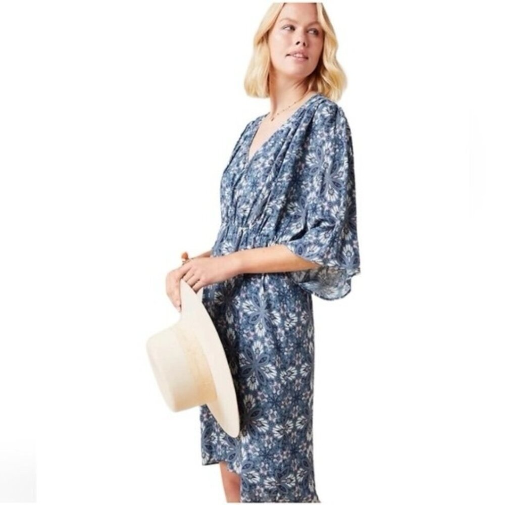 NWT LAIA Anthropologie BOTANICAL‎ Floral Pullover Elastic Waist Viscose Dress 8